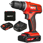 MPT Cordless Power Drill Driver 21V 2 Gear & 2 Liion Batteries & Charger Kit Set