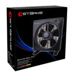 Starke Box Fan 30cm Black 3 Speed Rotating Tilt Oscillation Floor Desk Cooler