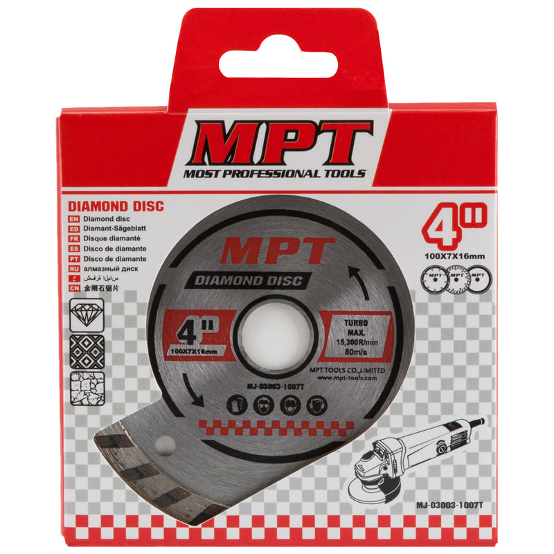 MPT Diamond Disc 100mm x16mm Turbo Tile Cutting Blade Wheel