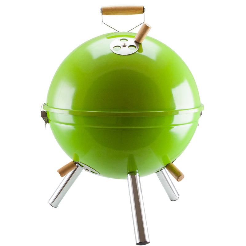 Outback Kettle BBQ Charcoal Grill Portable Barbecue in Green with Stainless Vents