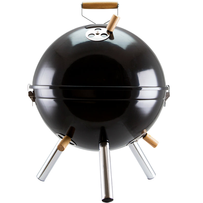 Outback Kettle BBQ Charcoal Grill Portable Barbecue in Black with Stainless Vents