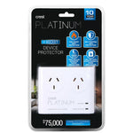 Crest Platinum Surge Device Protector Power Board 2 Socket Grounded LEDs