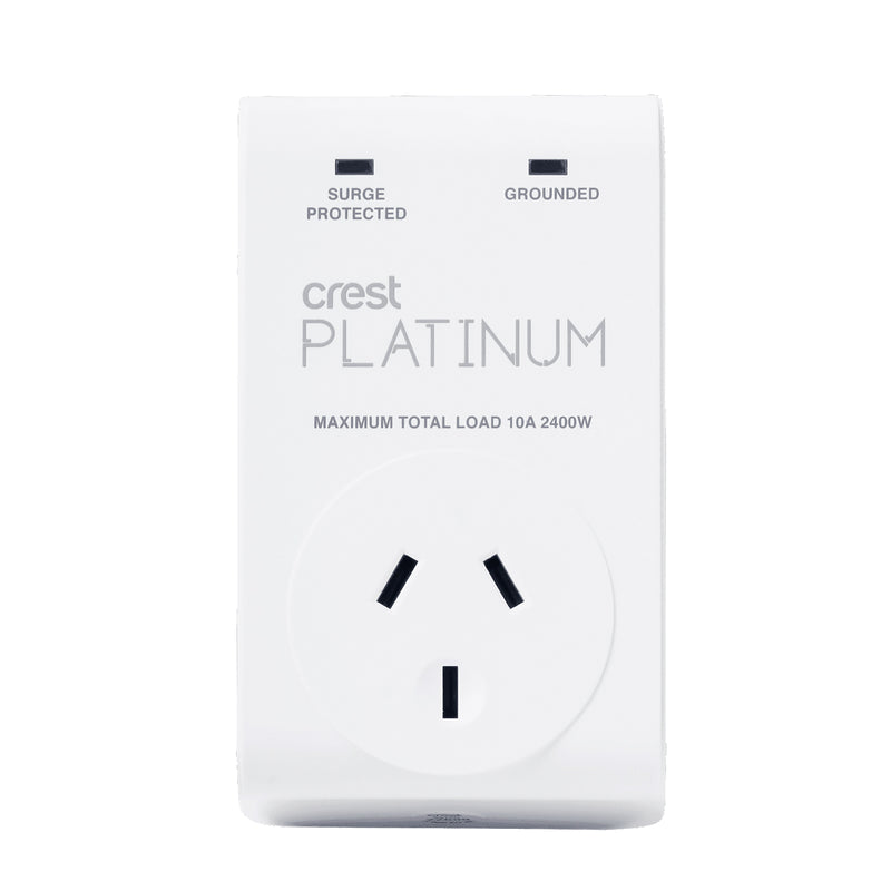 Crest Platinum Surge Device Protector Power Board 1 Single Socket Grounded LEDs