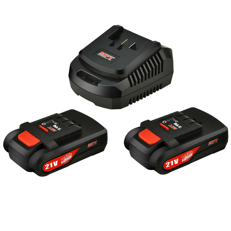 MPT Cordless Power Drill Driver 21V 2 Gear & 2 Liion Batteries & Charger Kit Set