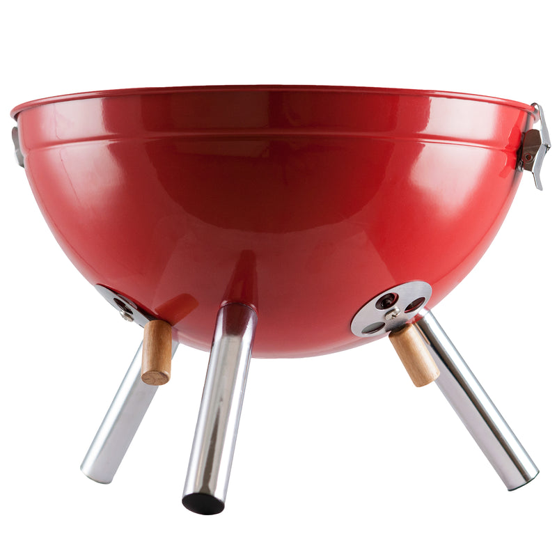 Outback Kettle BBQ Charcoal Grill Portable Barbecue in Red with Stainless Vents