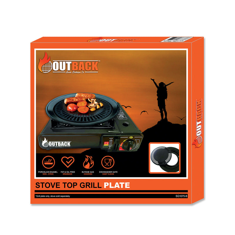 Portable Gas BBQ Butane Stove Grill Plate Cooking Porcelain Pan Non Stick Gridle