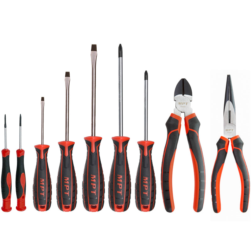 MPT Screwdriver & Pliers Set 9pc Industrial CR-V Philips Slotted Kit