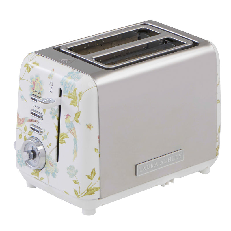 Laura Ashley Designer Breakfast Set Toaster & Kettle Kit Elveden White Silver VQ