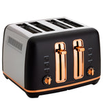 Morphy Richards Black Rose Gold 1.5L Pyramid Kettle and 4 Slice Toaster