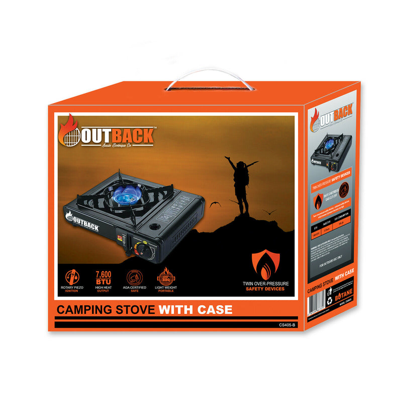 Outback Portable Gas Stove with Case Outdoor BBQ Grill Cooking Butane Burner