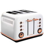 Morphy Richards White Accents Rose Gold 4 Slice Toaster Removable Tray Stainless