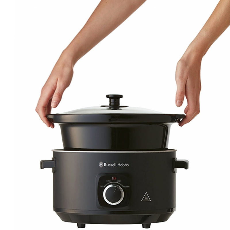 Russell Hobbs 4L Slow Cooker Black Adjustable Premium with Ceramic Washable Pot