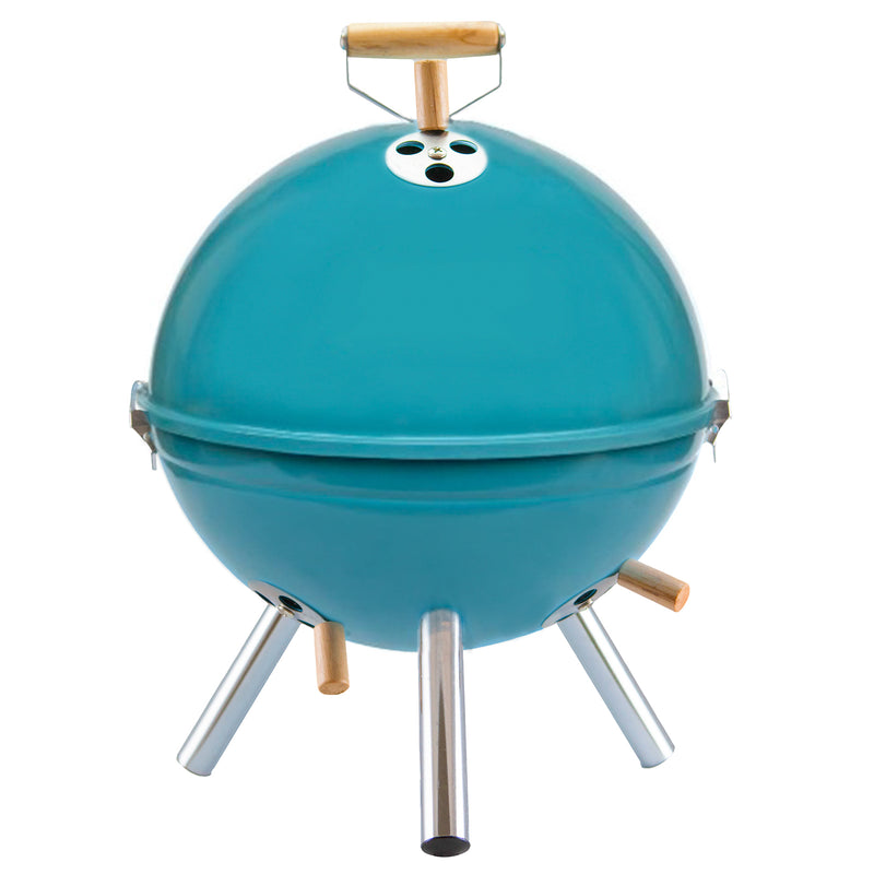 Outback Kettle BBQ Charcoal Grill Portable Barbecue in Blue with Stainless Vents