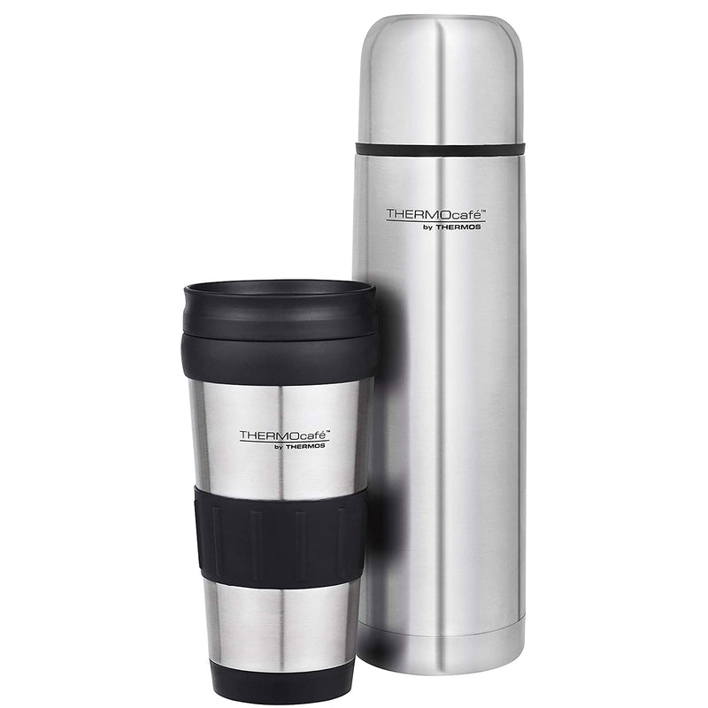 Thermos Stainless Steel Combo 1L Vacuum Flask & 420ml Insulated Travel Mug
